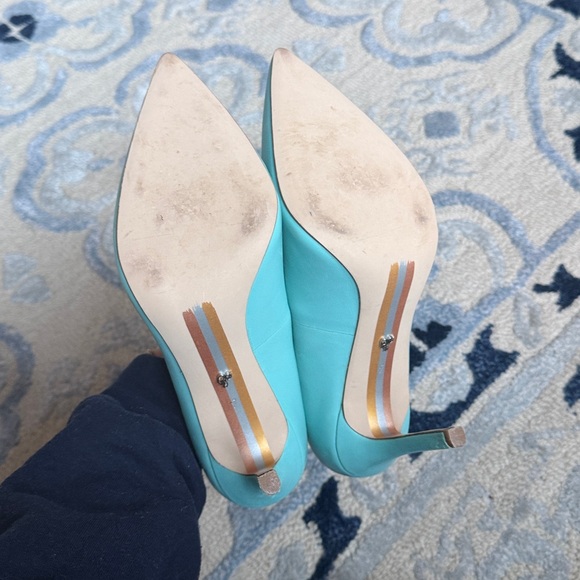 Sam Edelman Aquamarine Blue Pointy Toe Pumps Heels - Picture 4 of 7